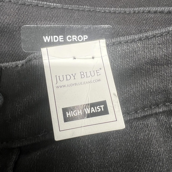 Judy Blue Jeans Womens 13/31 Black High Waist Wide Crop Raw Hem Denim Stretch - Picture 6 of 9
